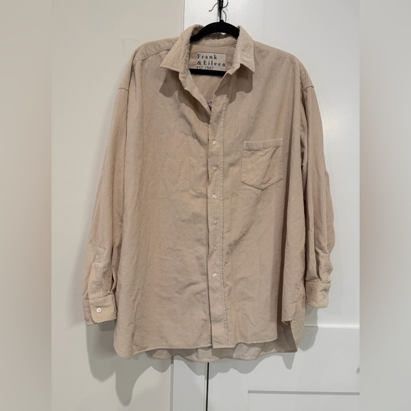 FRANK & EILEEN SHIRLEY Oversized Button-Up Shirt in Beige Sand Color Size XL - Picture 6 of 16